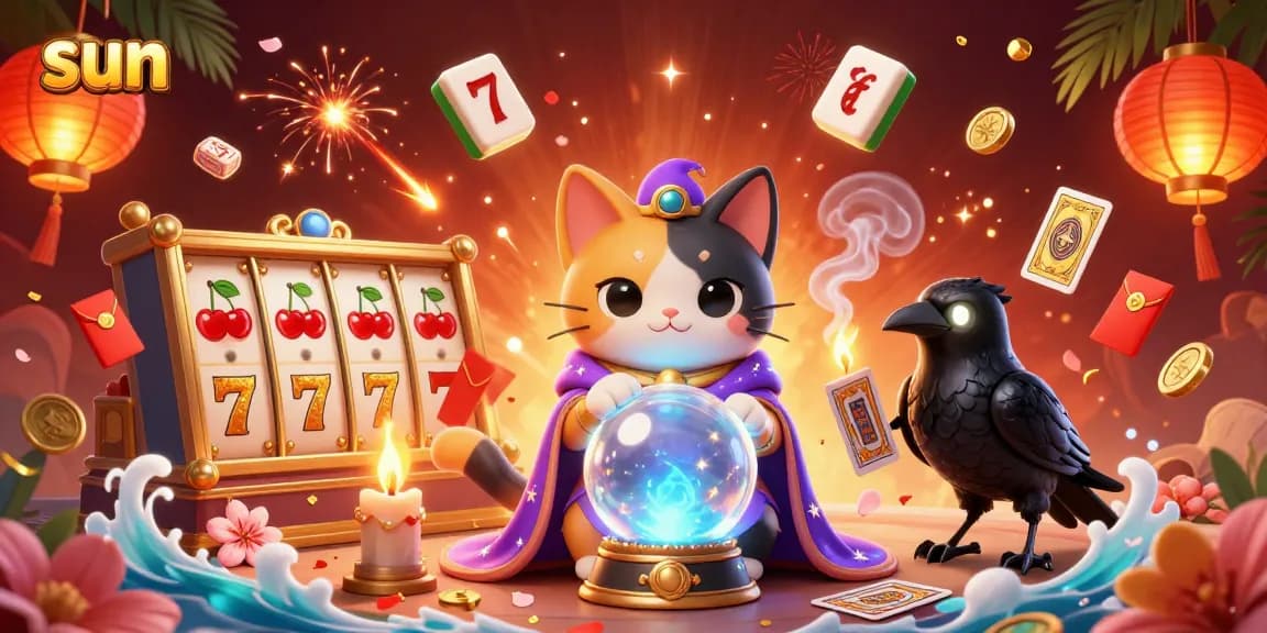 Spin the slots with sun in this magical casino illustration featuring vibrant symbols and enchanting characters.
