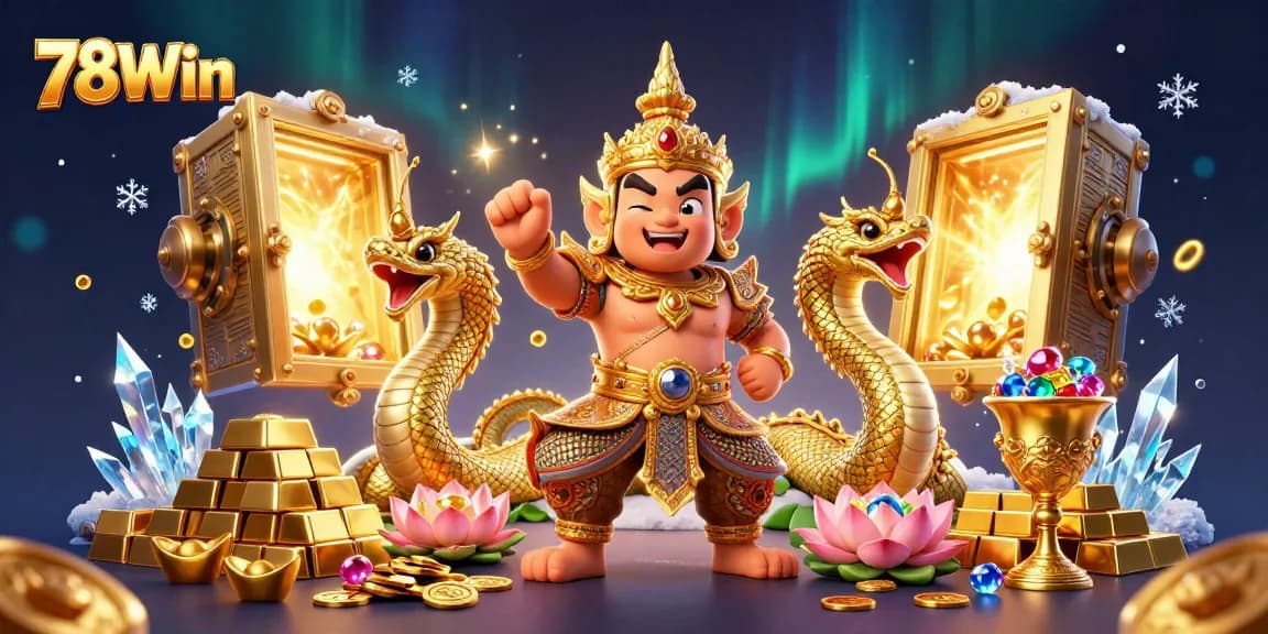 Experience thrilling gameplay and stunning graphics with 78Win's animated casino scene filled with treasures.