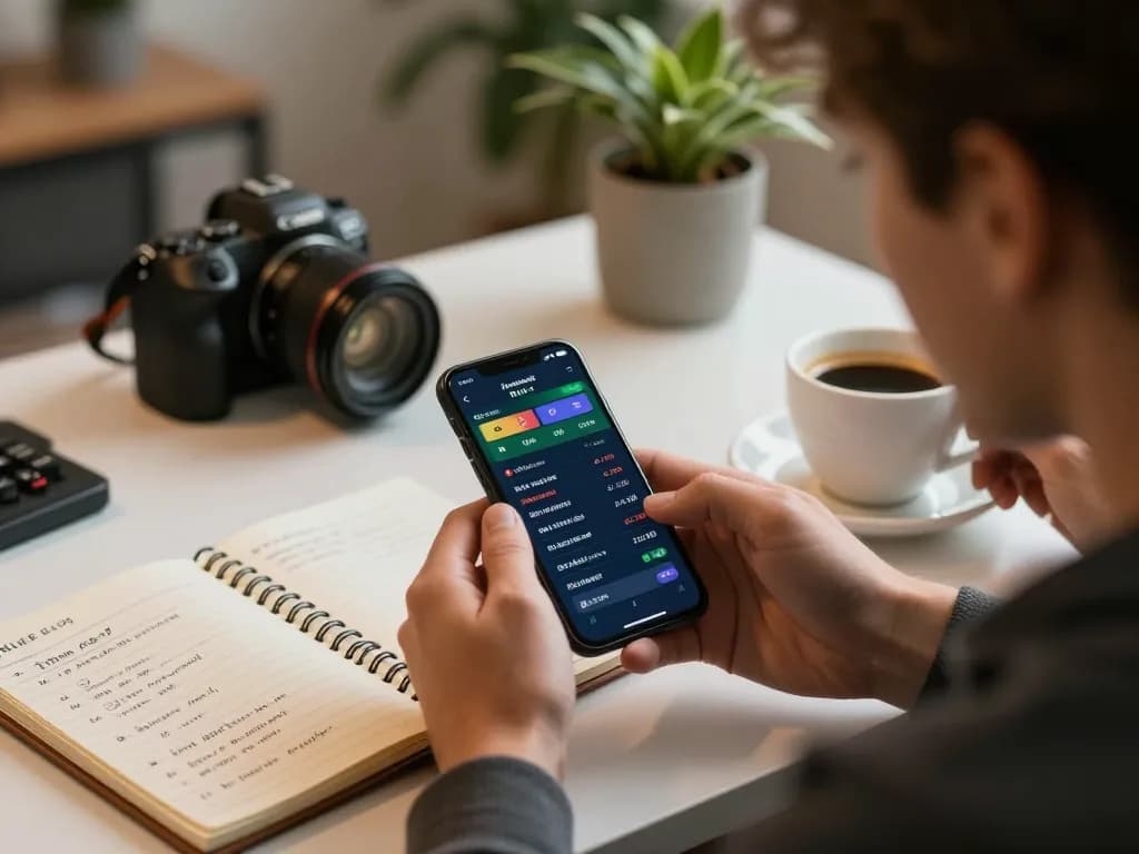 Engaged player analyzing betting odds on MM88 mobile app in cozy workspace.
