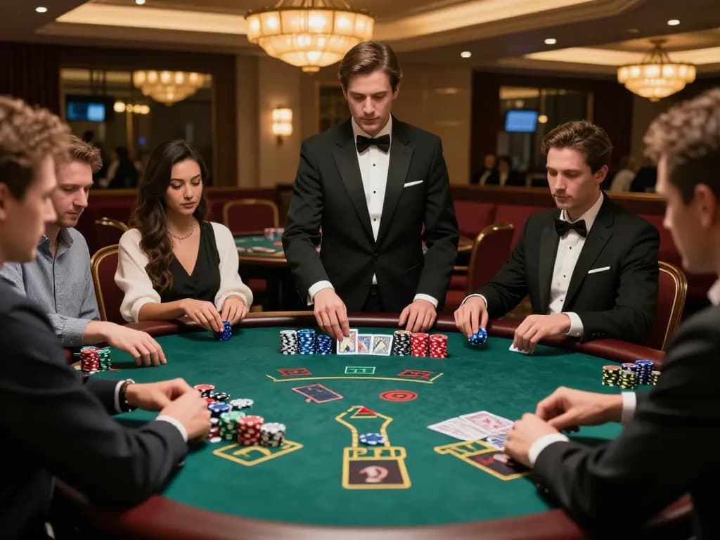 Players strategizing their bets at the gg88 pro blackjack table in a luxurious casino atmosphere.