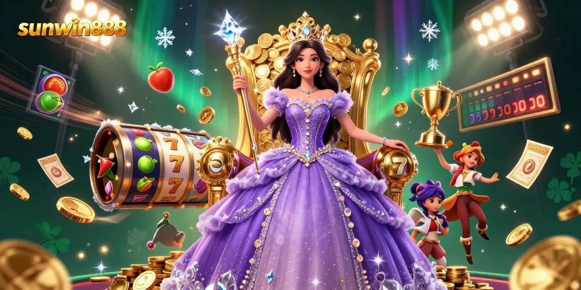 Engage with sunwin888 through captivating slots and jackpots in this enchanted casino scene.