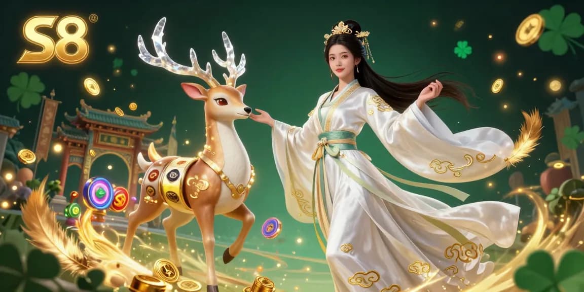 S8 captivates players with a dazzling 3D casino scene filled with vibrant games, cosmic deer, and enchanting visuals