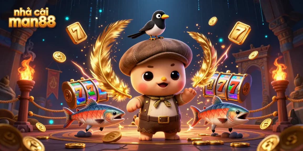 Experience thrills at nhà cái man88 with playful 3D characters in an exciting casino scene.