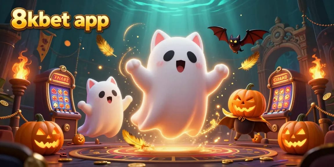 Experience thrilling gameplay with the 8xbet app in this vibrant casino setting filled with animated characters.