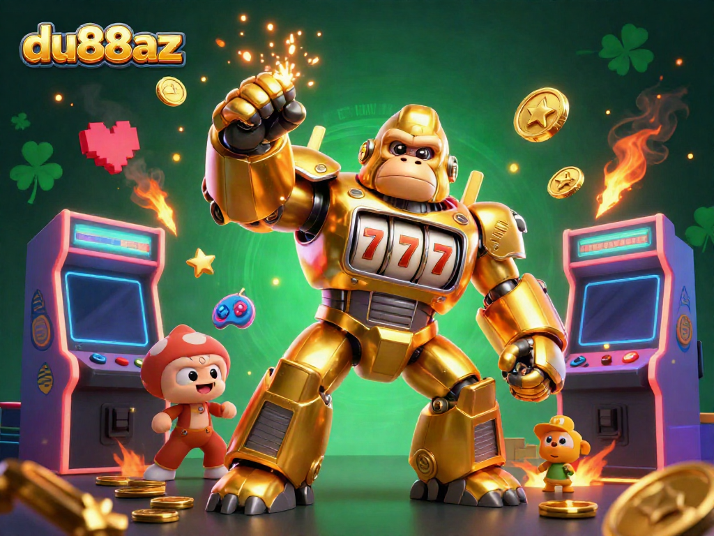 Experience thrilling gameplay with du88az in a vibrant 3D casino-style scene featuring dynamic characters and arcade elements.