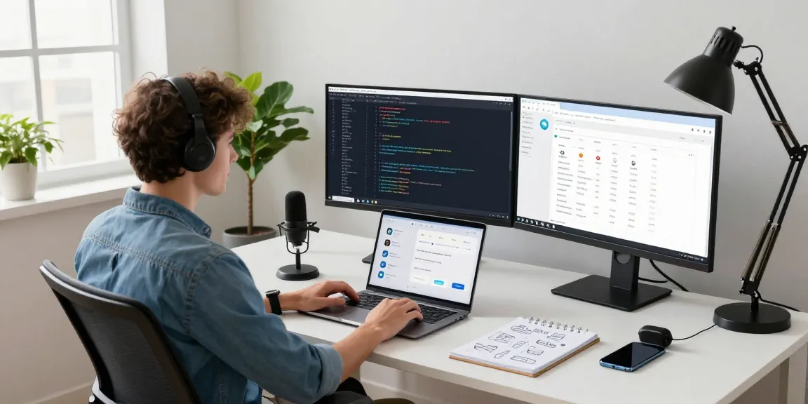 Professional workspace showcasing the Telegram Web Version on multiple monitors in a tech-savvy office environment