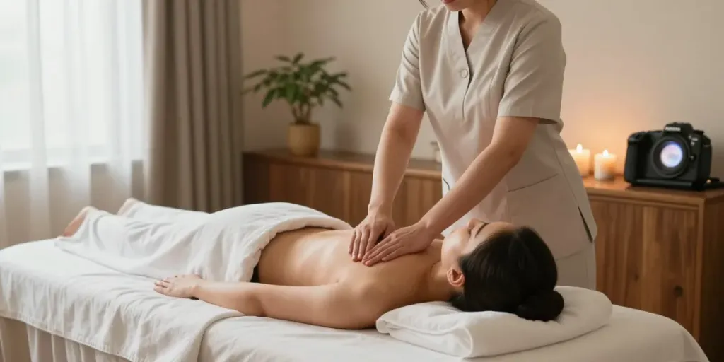 Relaxing 구로출장안마 massage therapy session with soothing ambiance and professional care.