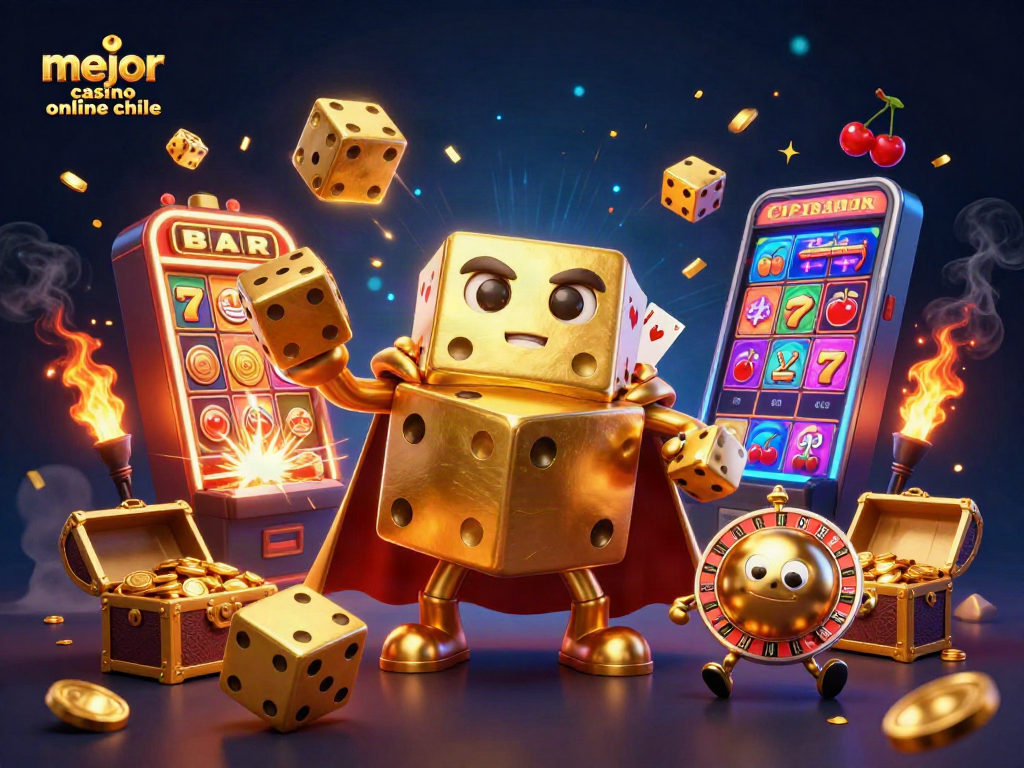 Los mejores juegos en el mejor casino online Chile, con giros y símbolos de tragamonedas brillantes.