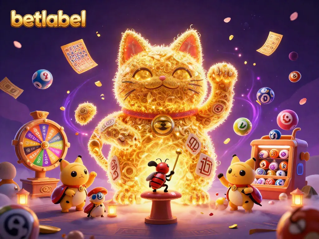 Experience the thrill of betlabel's vibrant casino world with a colorful 3D illustration showcasing lucky symbols and games.