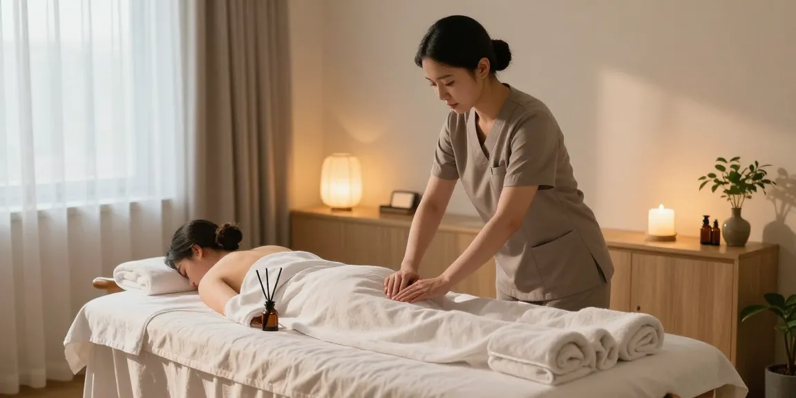 남양주출장안마 session setup in a tranquil wellness center with calming ambiance.