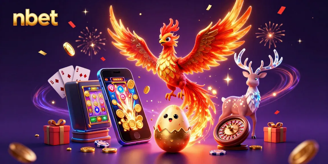 Experience the thrill of nbet with vibrant casino elements and enchanting characters in this dynamic digital illustration.