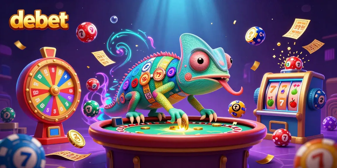 Capture winning moments with debet as the chameleon casino owner surveys games of chance.