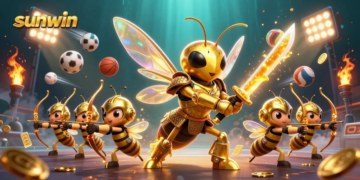 Experience thrilling gameplay with sunwin's vibrant casino scene featuring a golden hornet samurai and sports elements.