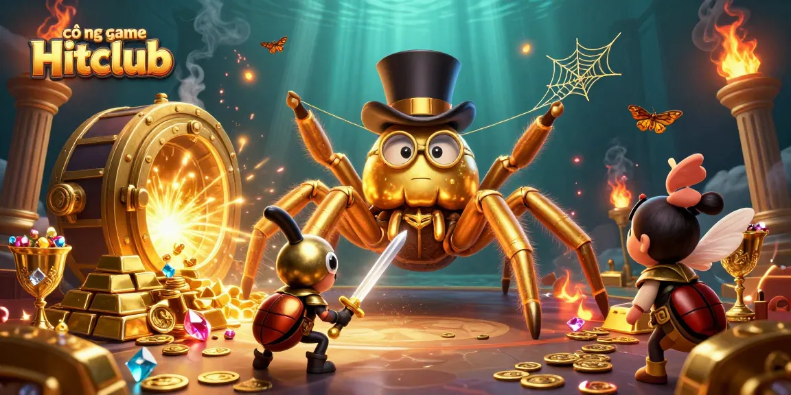 Engaging illustration showcasing cổng game Hitclub with vibrant casino elements and captivating characters.