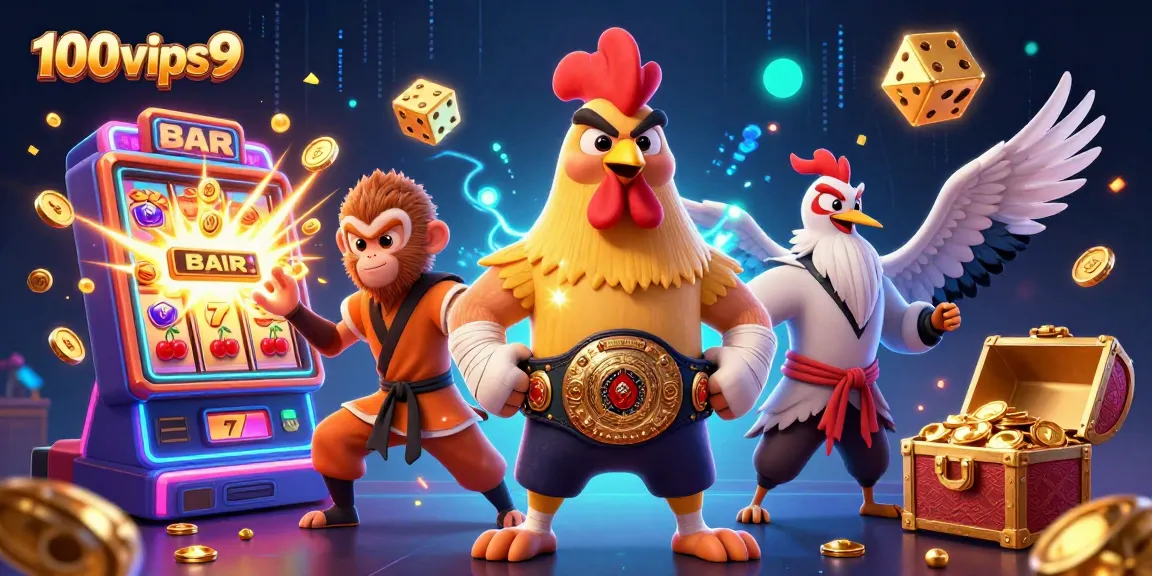 Engage in exciting gaming action at 100vips9 with vibrant 3D casino characters and jackpot celebrations.
