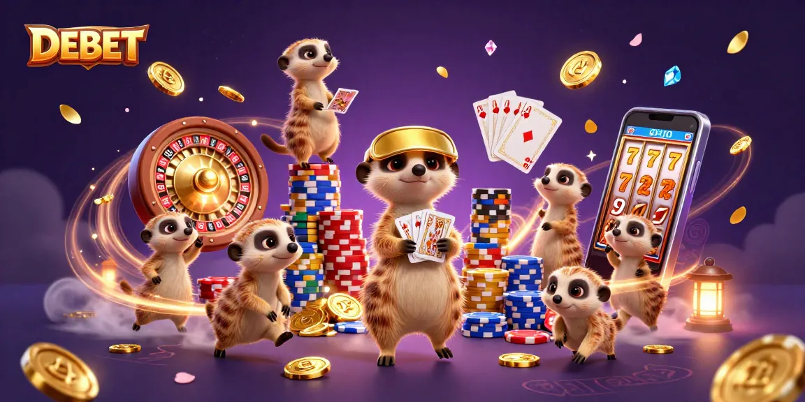 Experience excitement at DEBET with meerkats managing a lively casino scene full of action.