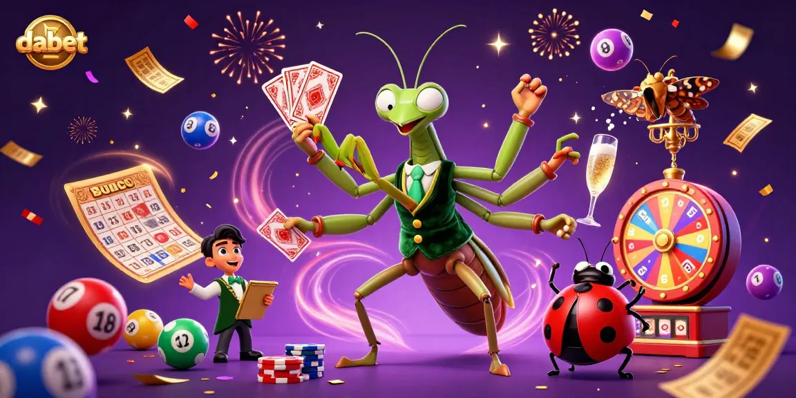 Experience dabet's gaming excitement with a colorful 3D casino scene and vibrant lottery elements.